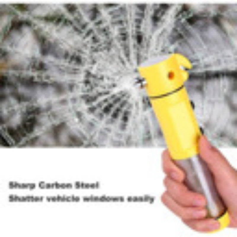 Hammer multifonctionnel rouge et jaune pour la sécurité automobile avec lampe de poche