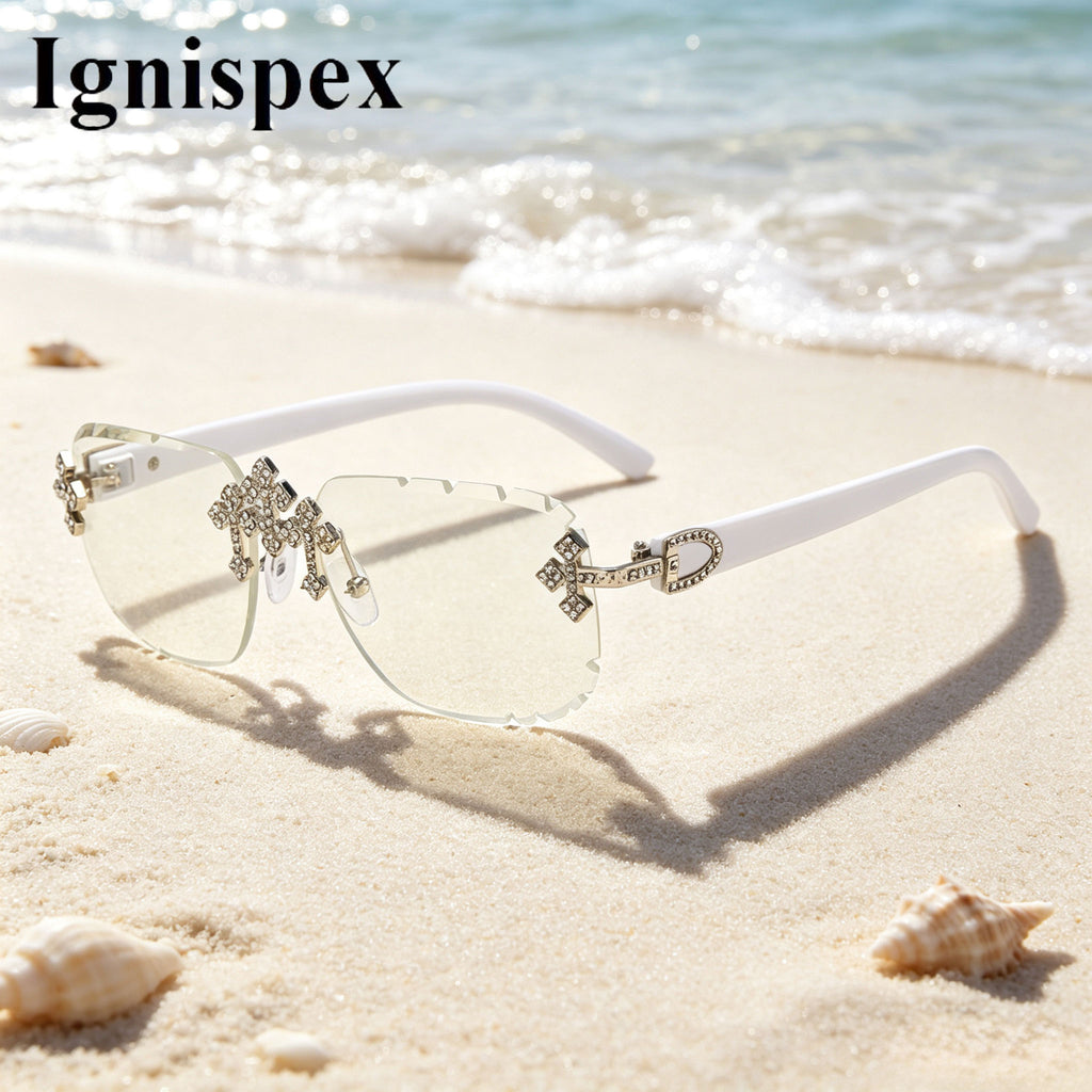Lunettes de soleil sans cadre pour femmes carrées