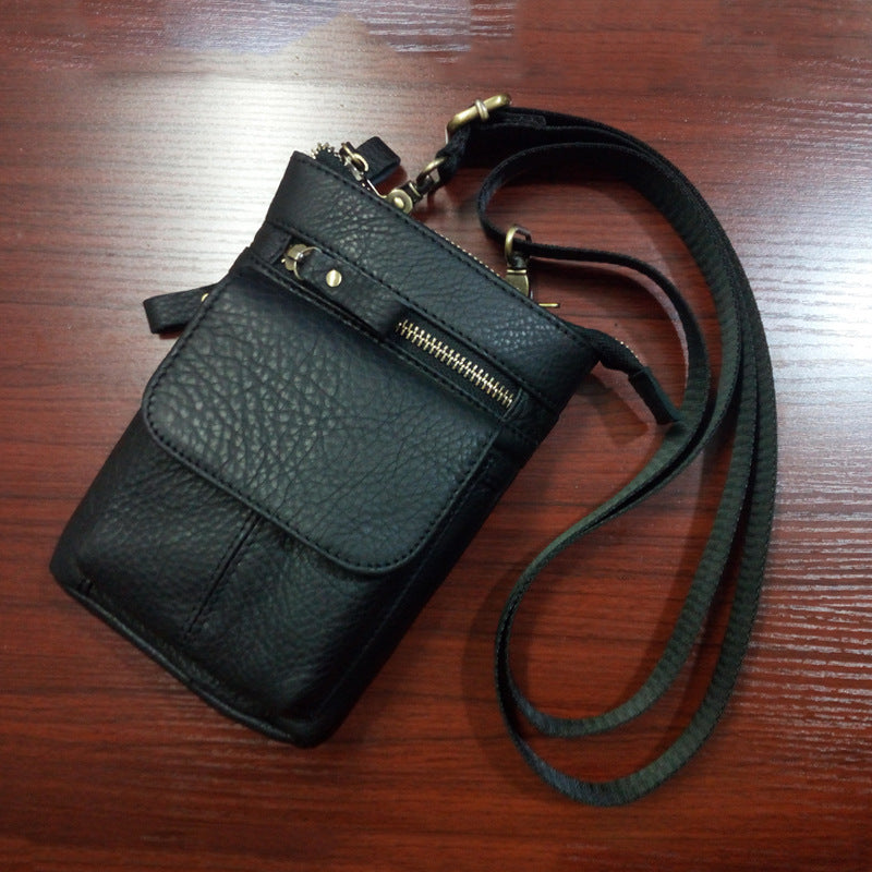 Poche en cuir homme Multifonctionnel Petit sac Sports de plein air Une épaule