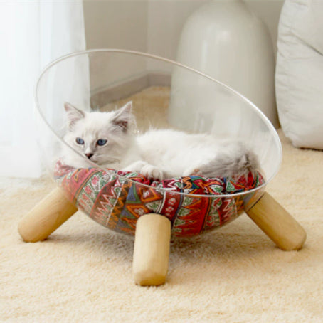 Moonlight Cat Bed Transparent Space Capsule Maison Grande Taille Épaisseur Chaud Mat Canapé