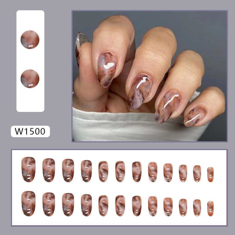 Ombre False Nails En forme d'ovule Prêt-à-porter Nails