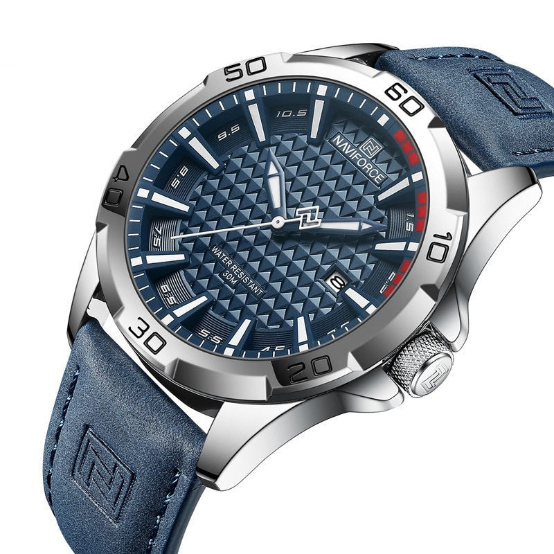 NAVIFORCE Marque Hommes Mode Montres Quartz Homme cuir Stra