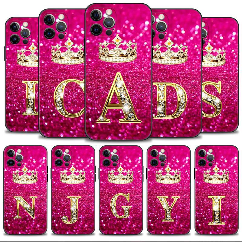 Golden Diamond King Crown Letters Case téléphonique