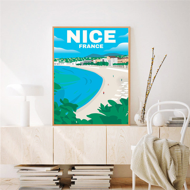Vieille affiche de voyage toile peinture photo d'art