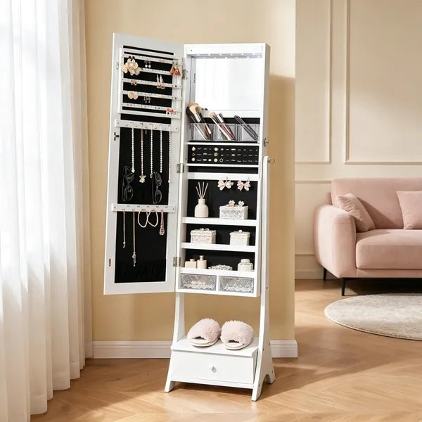 Cabinet à bijoux de style vintage avec 3 étagères et rangement pliable