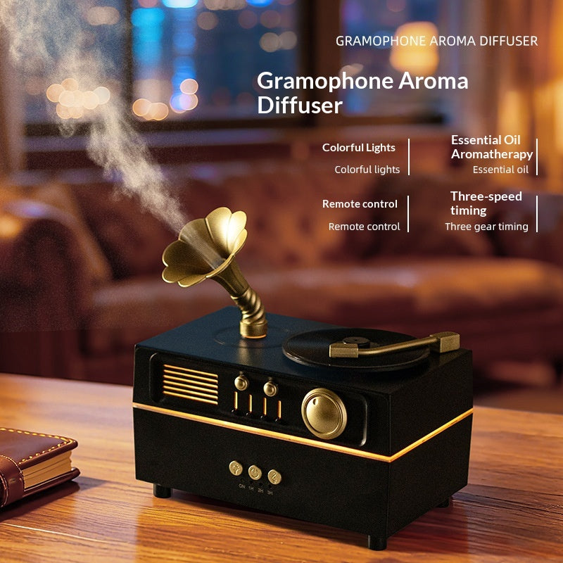 Rétro Rotation Phonographe Aromathérapie Diffuseur Bluetooth Haut-parleur Créatif Piec décoratif