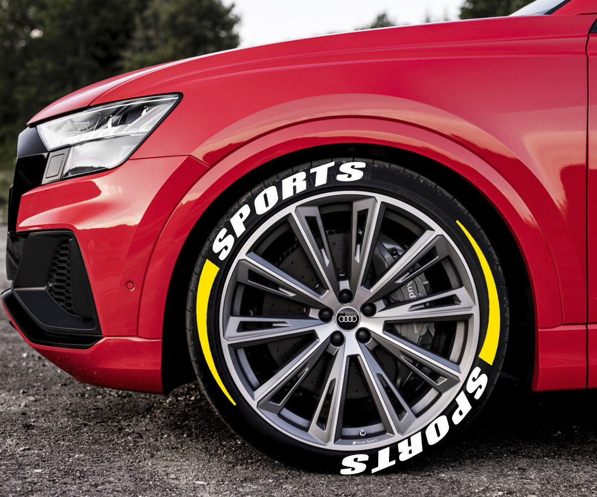 SPORTS Auto Moto Tire lettre Sticker Pvc en caoutchouc Style de voiture Modification Roue