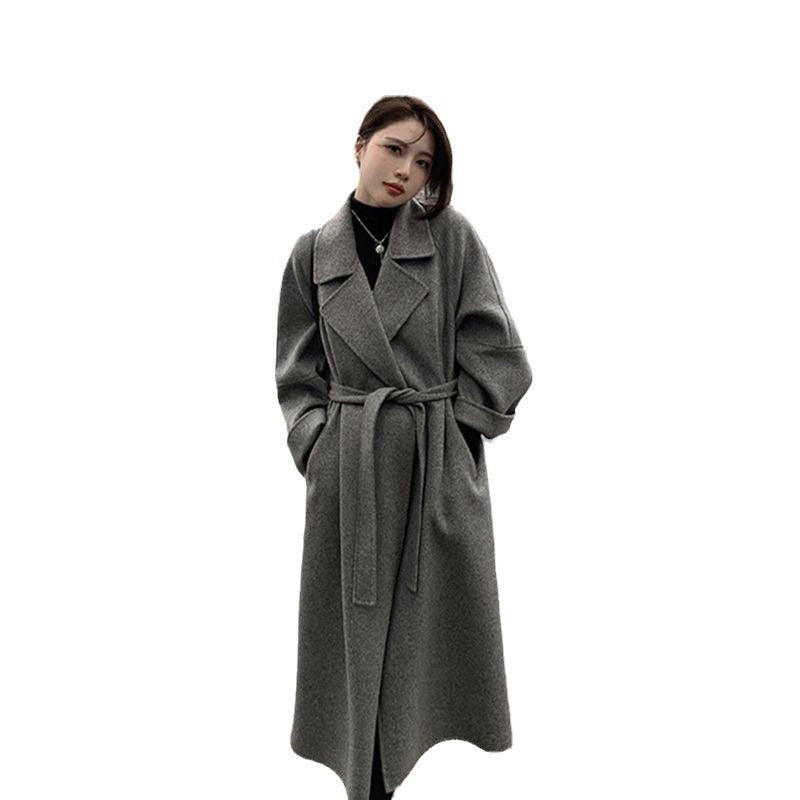 Manteau de laine à double face Versatile de taille moyenne pour femme pour l'automne et l'hiver parfait