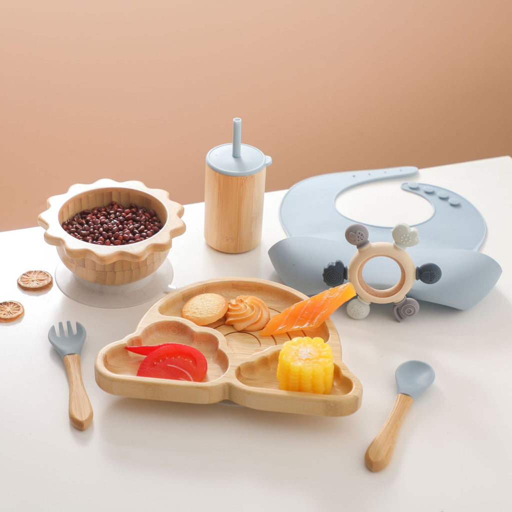 Style nordique Baby Bamboo Ensemble de vaisselle Spork combiné