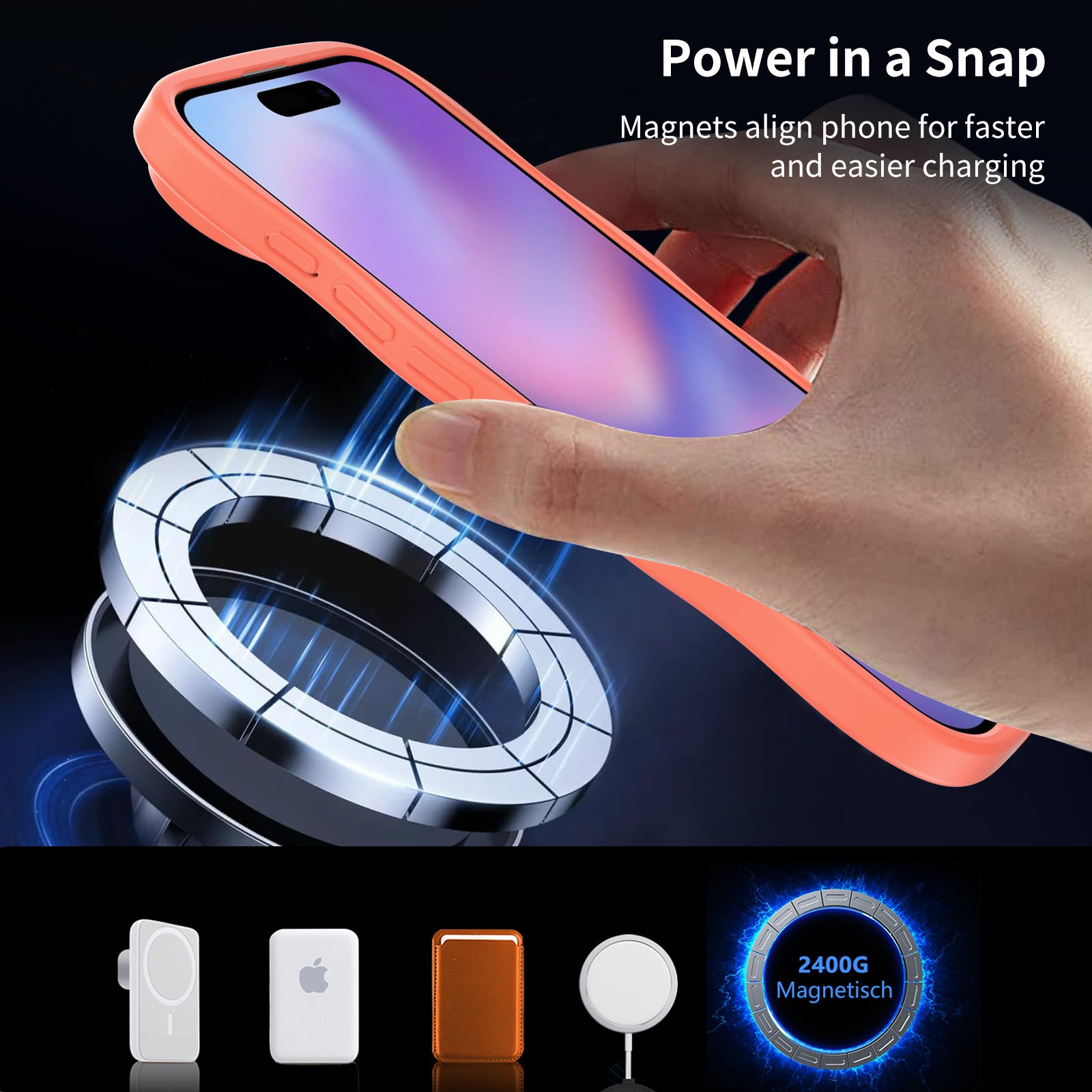 Courroies d'onde Skin Feeling Deux-en-un boîtier de téléphone à aspiration magnétique