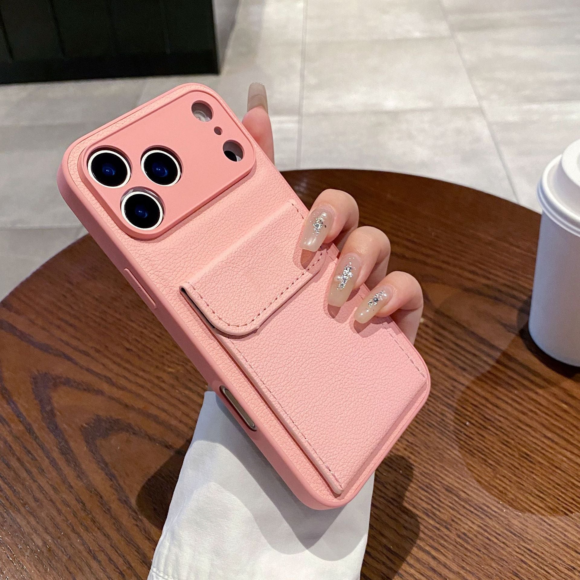 Porte-cartes en cuir clair Étui téléphonique