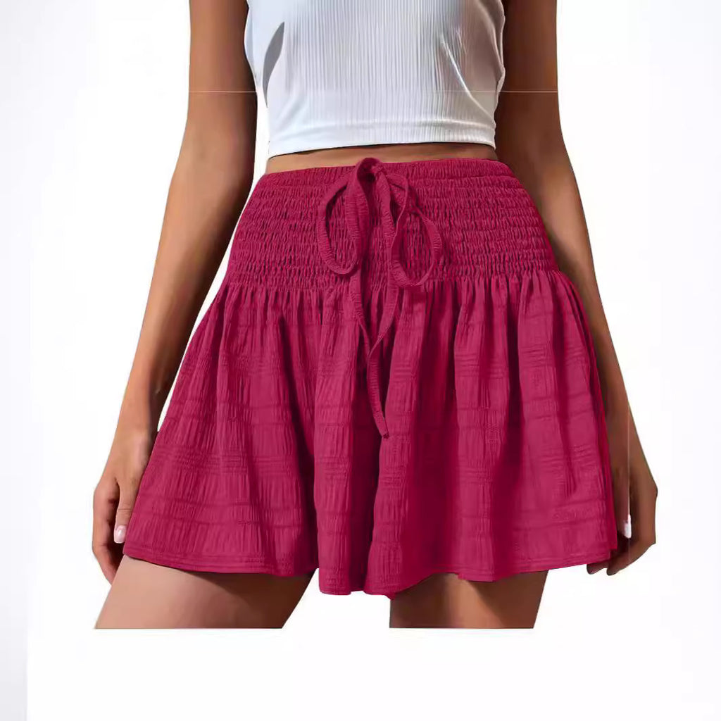 Style européen Femmes S S Stretch taille courte jupe Casual Pantalons Été Mode Solid Couleur D