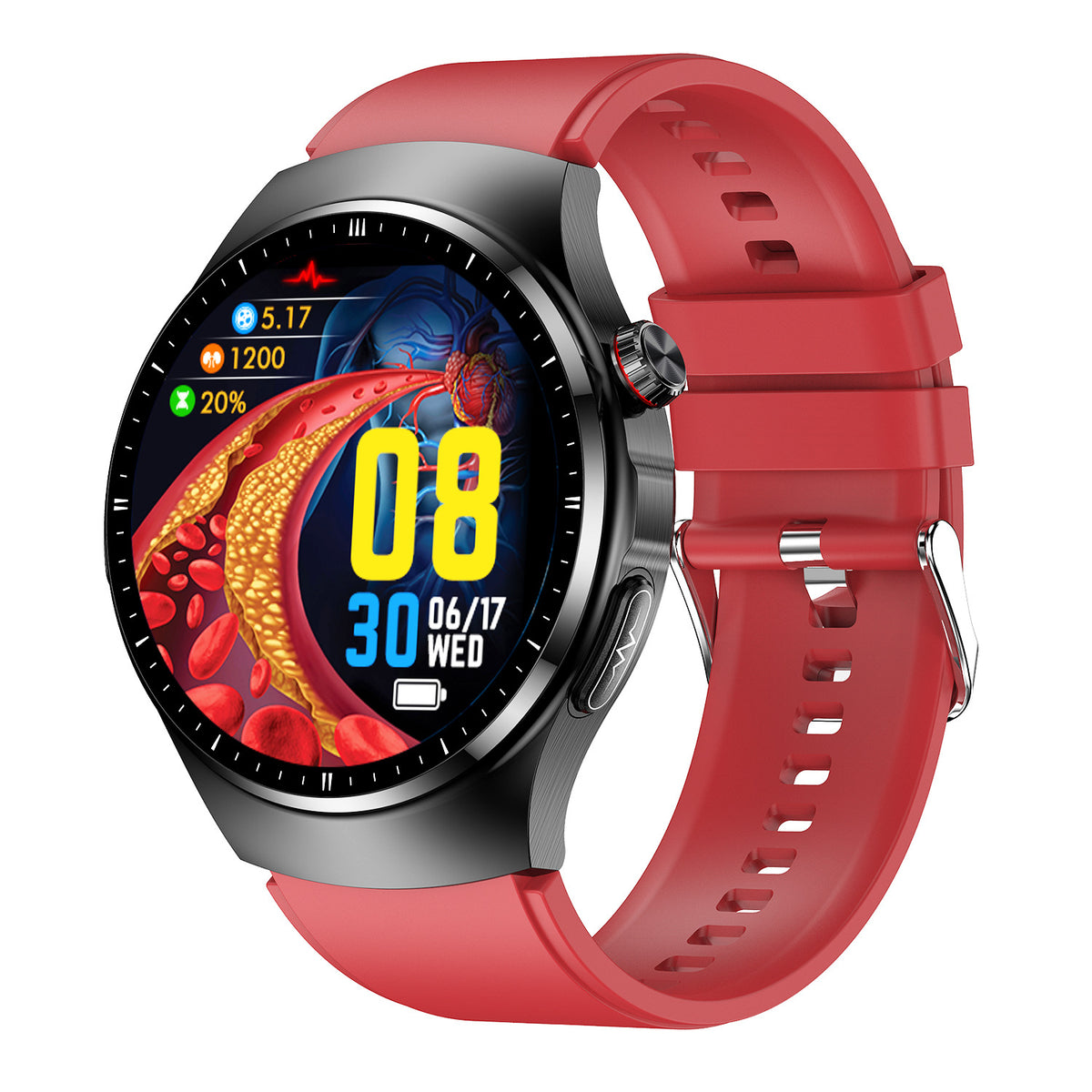 Smart Watch TK25 Bluetooth appelant le glucose sanguin Uric acide lipide de sang