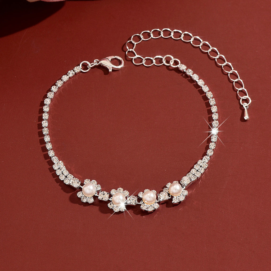 Femmes Floral Simulated Pearl Bracelet de tennis