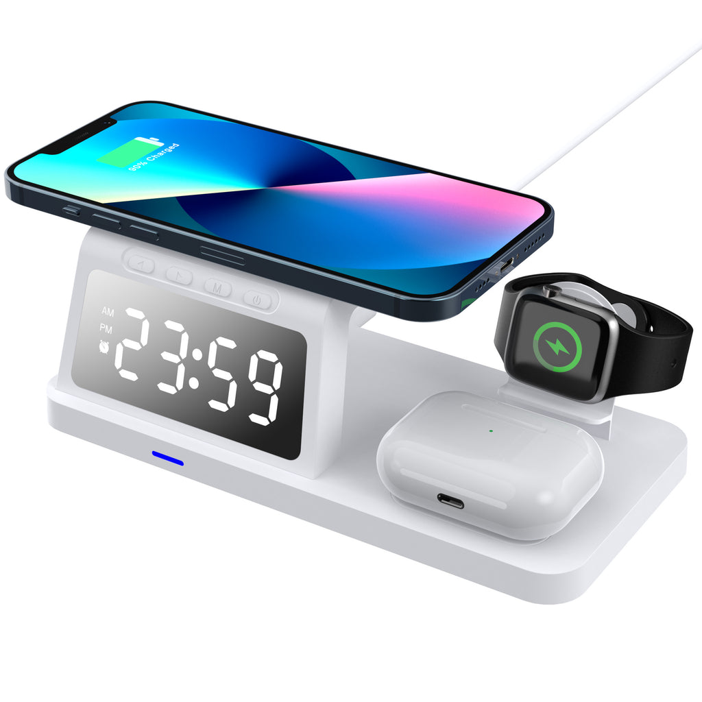 Chargeur sans fil 4-en-un d'horloge Chargeur rapide