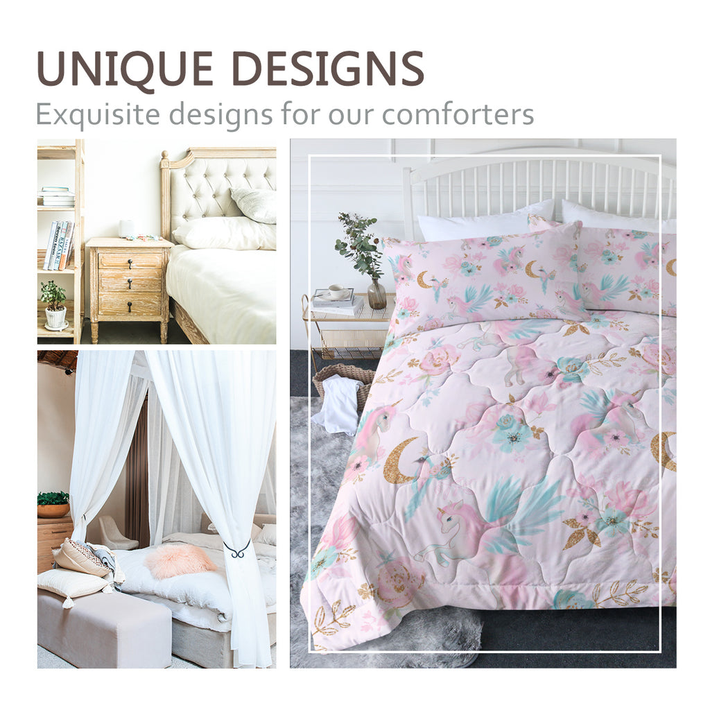 Set de confort fille pour filles-3 pièces Rainbow Cartoon Comforter Sets pour enfants