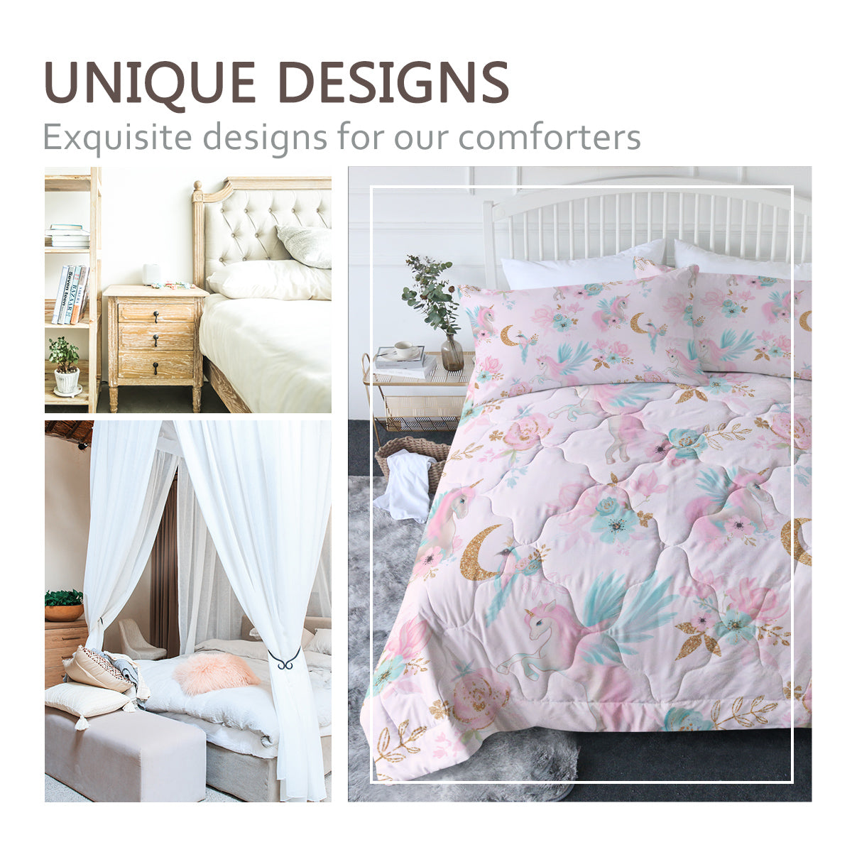 Set de confort fille pour filles-3 pièces Rainbow Cartoon Comforter Sets pour enfants