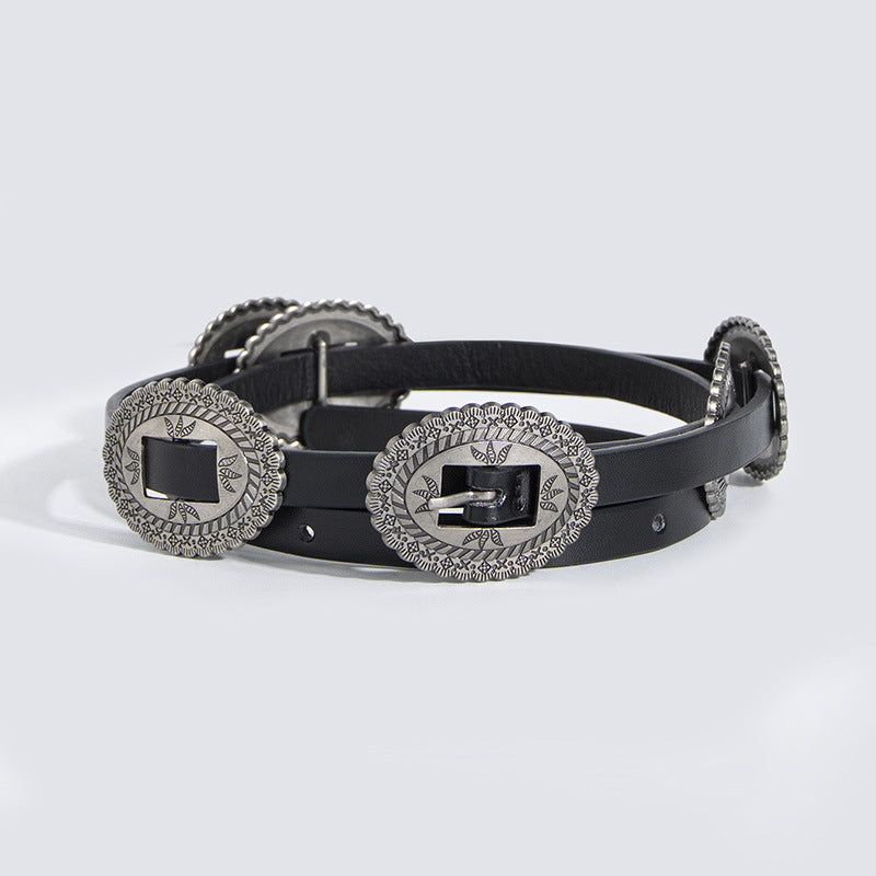 Bohemian Style Ceinture Accessoires Western Style Ceinture pour Femme Tout-match PU Ceinture mince