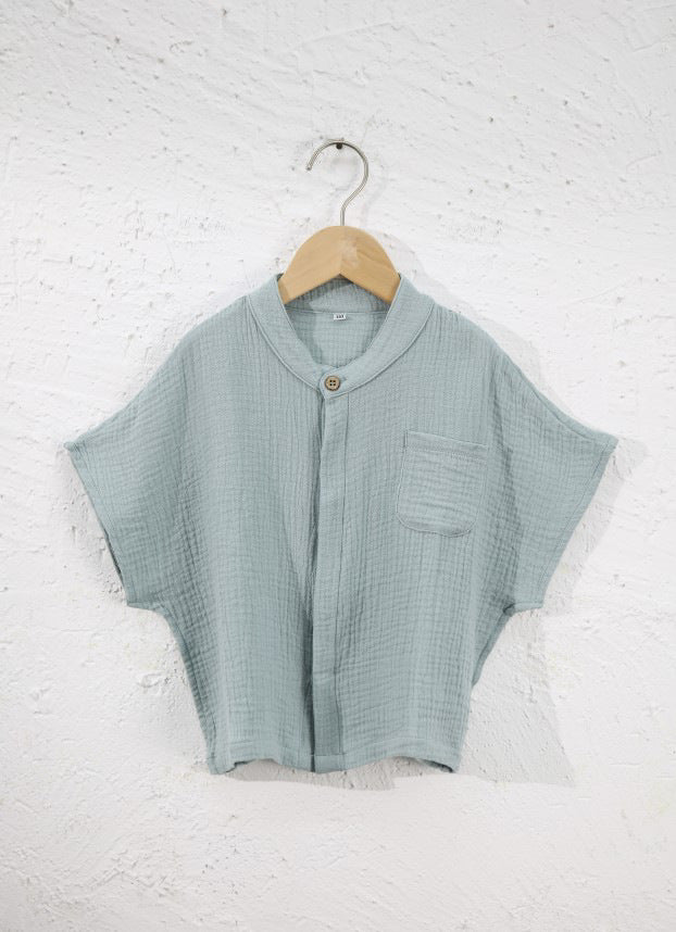 Cotton double couche Gauze Chemise garçon casual à manches courtes