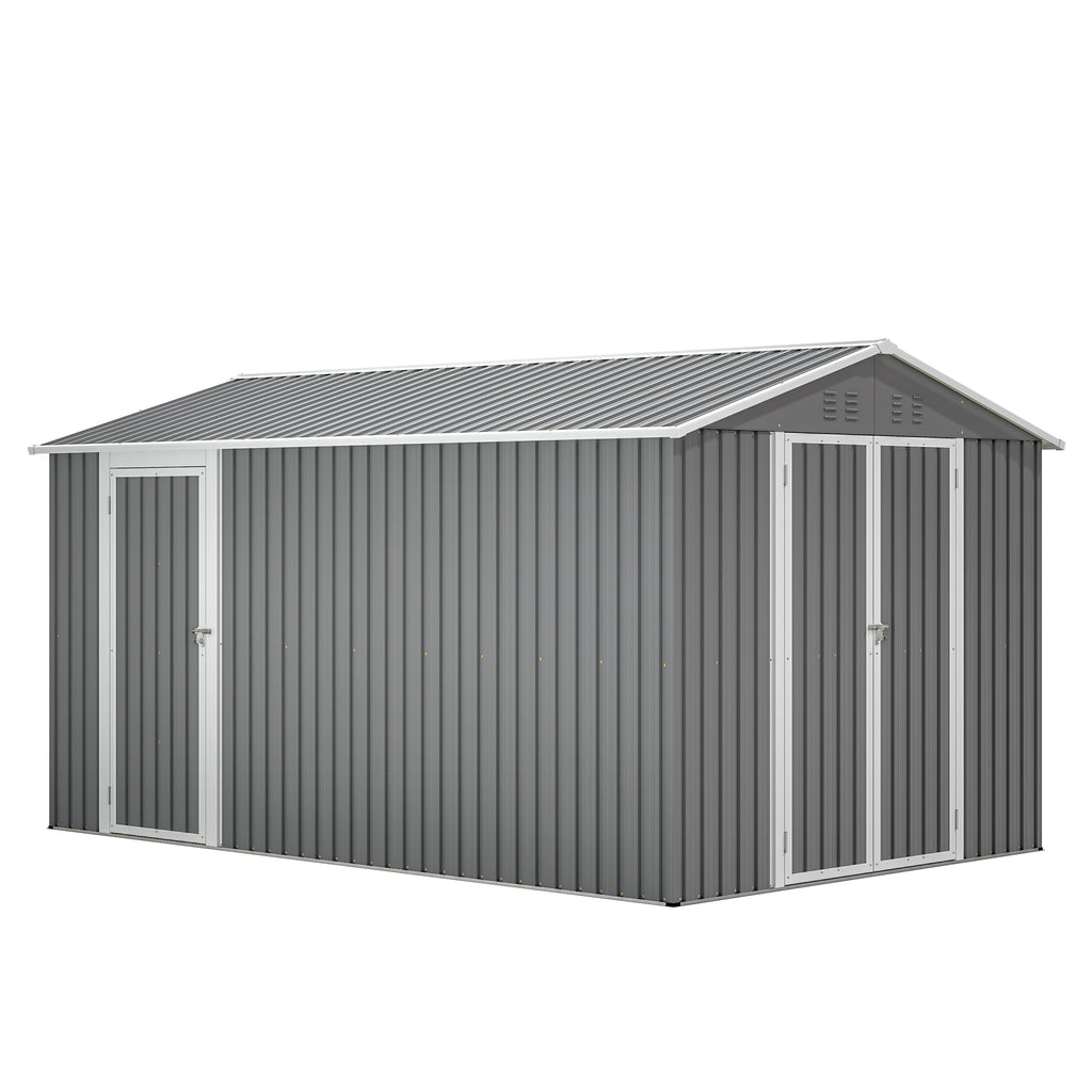 8x12 FT étagère extérieure en métal avec porte latérale supplémentaire