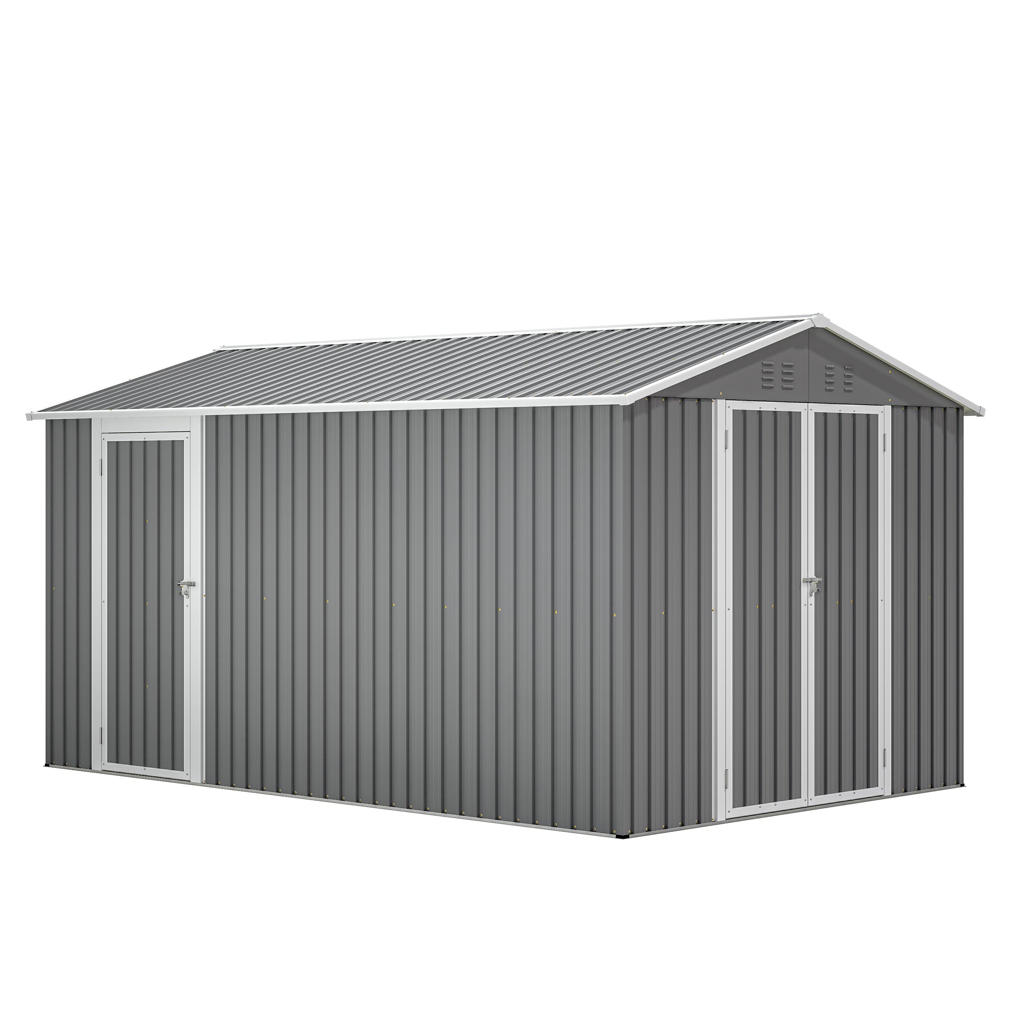 8x12 FT étagère extérieure en métal avec porte latérale supplémentaire