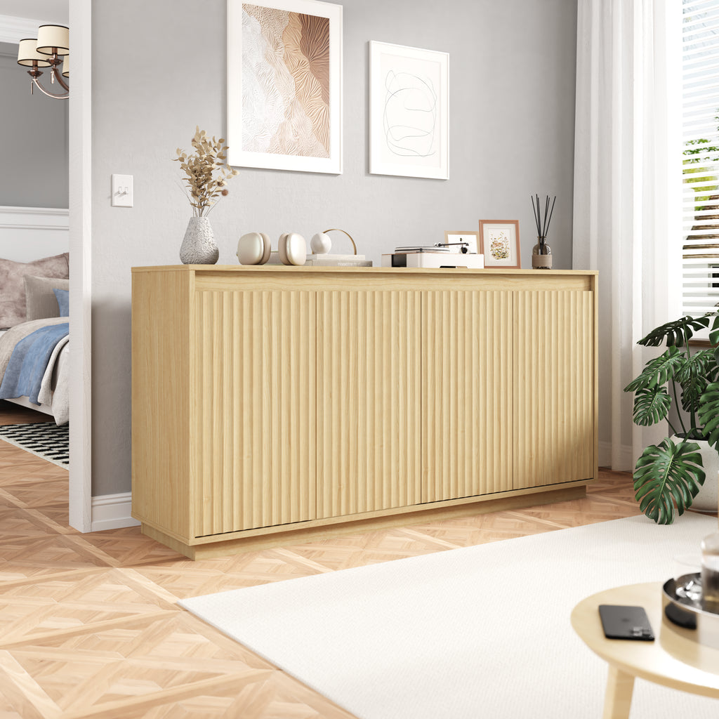 Armoire Buffet 4 portes avec Outlet d'alimentation