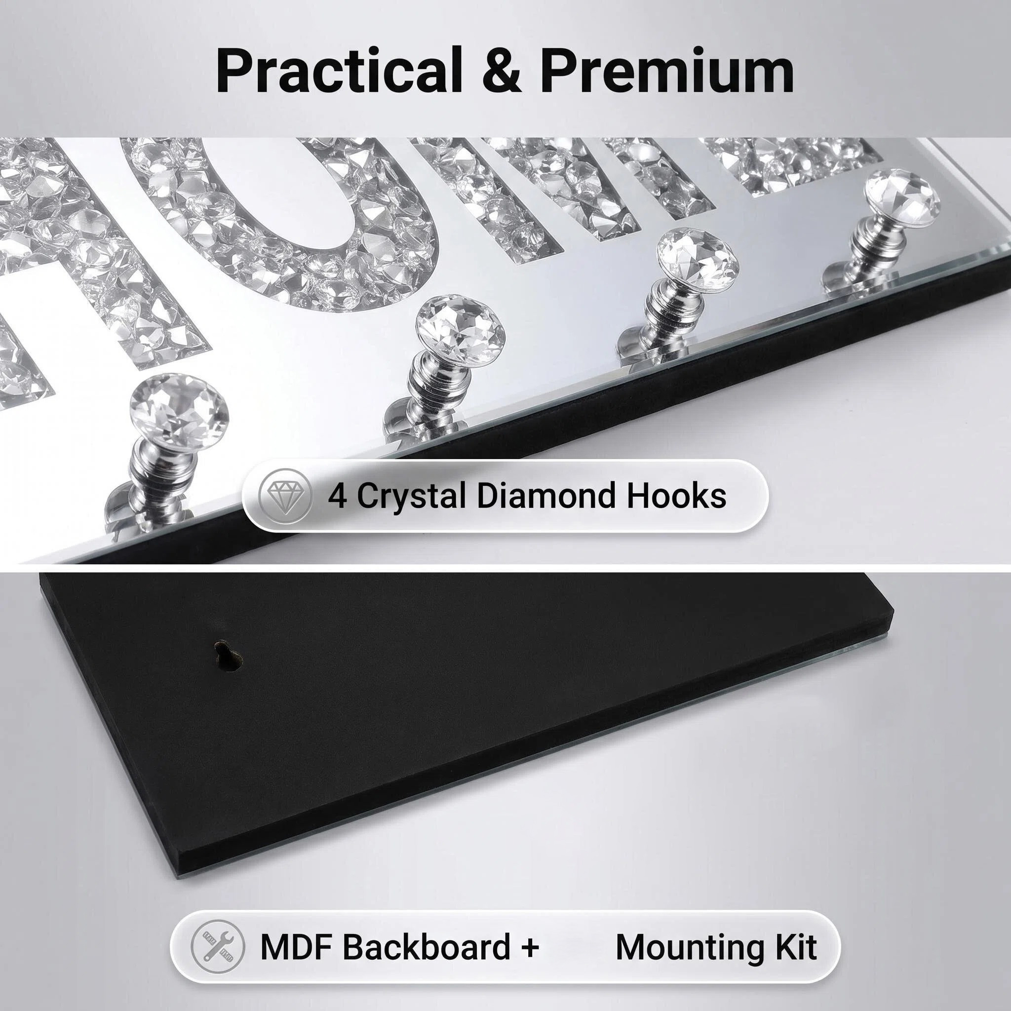 Crush Diamond Mirrored ACCUEIL Lettre Plaque Signe pour décoration murale