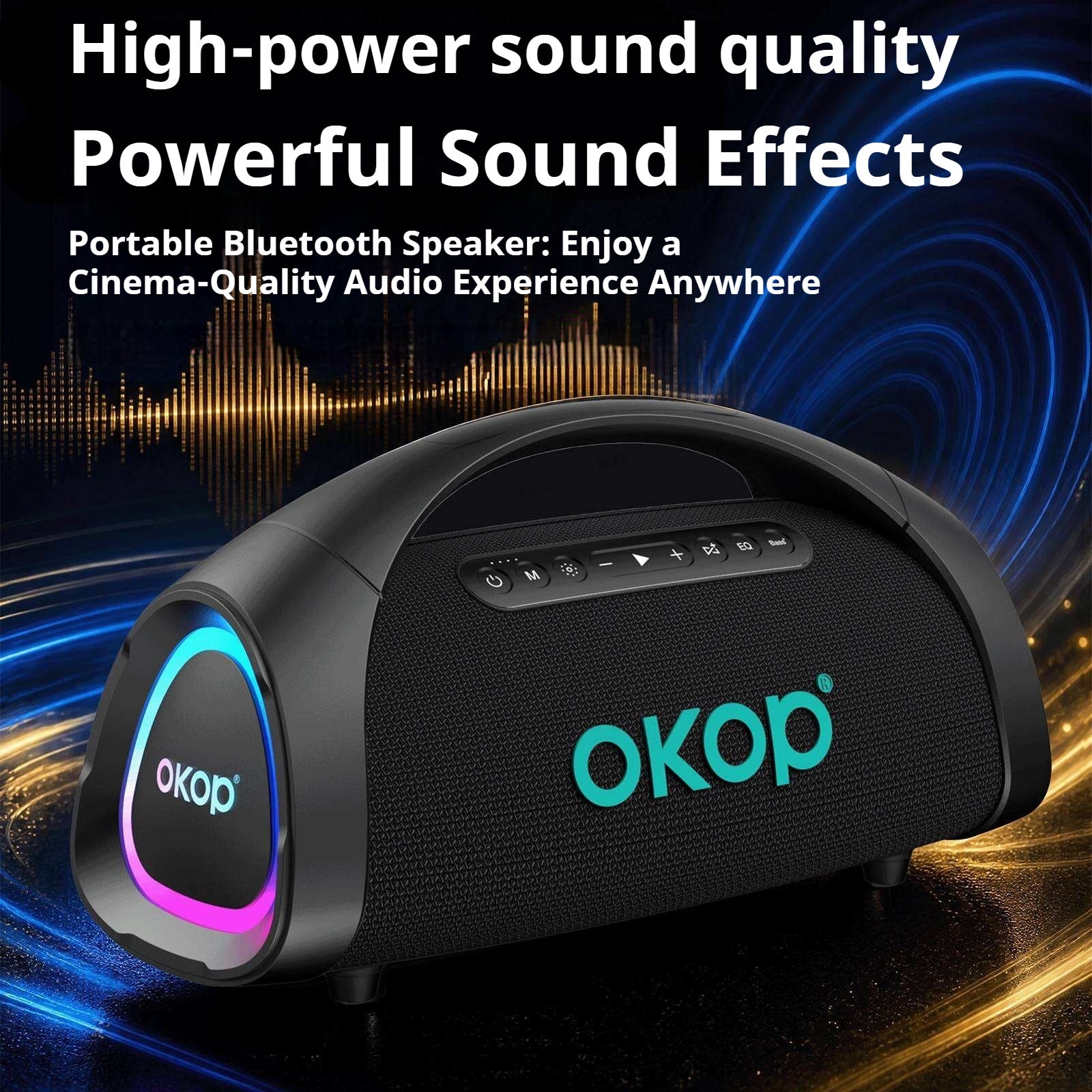 KP-8013 Haut-parleur Bluetooth portable le mieux vendu avec poignée basse lourde subwoofer RGB Ambie