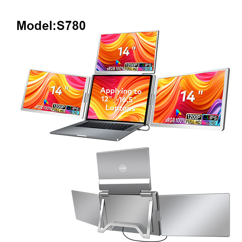 Affichage triple écran portable Connectez trois écrans avec un seul câble Ordinateur portable secondaire