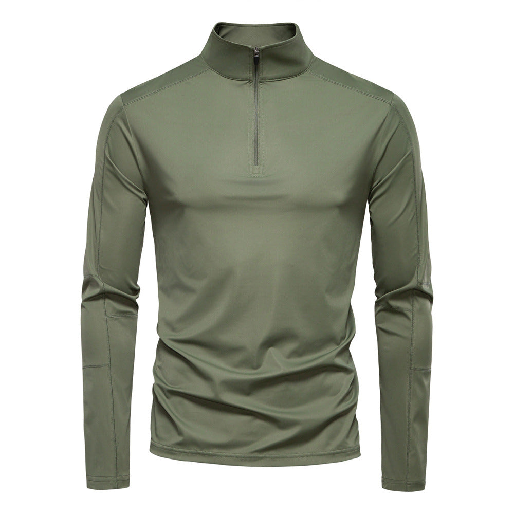 Printemps et été hommes écran solaire UPF100 Base Shirt T-shirt demi-zipper manches longues pour M