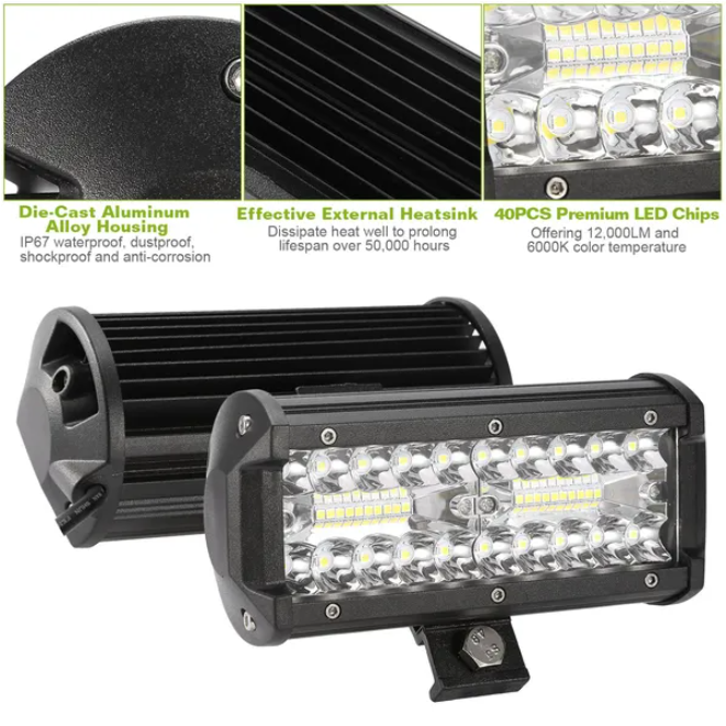7in LED Light Bar 120W 12000LM LED lampe de travail