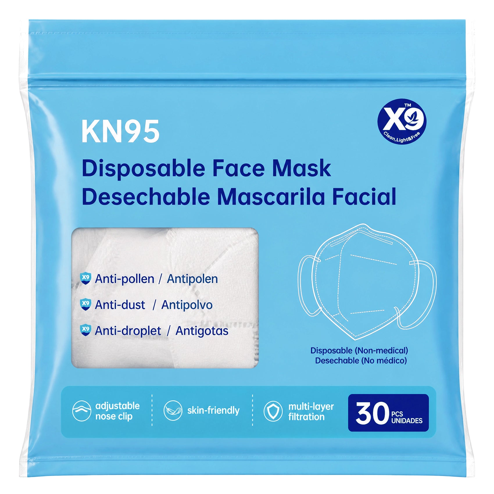 KN95 Masque plat jetable