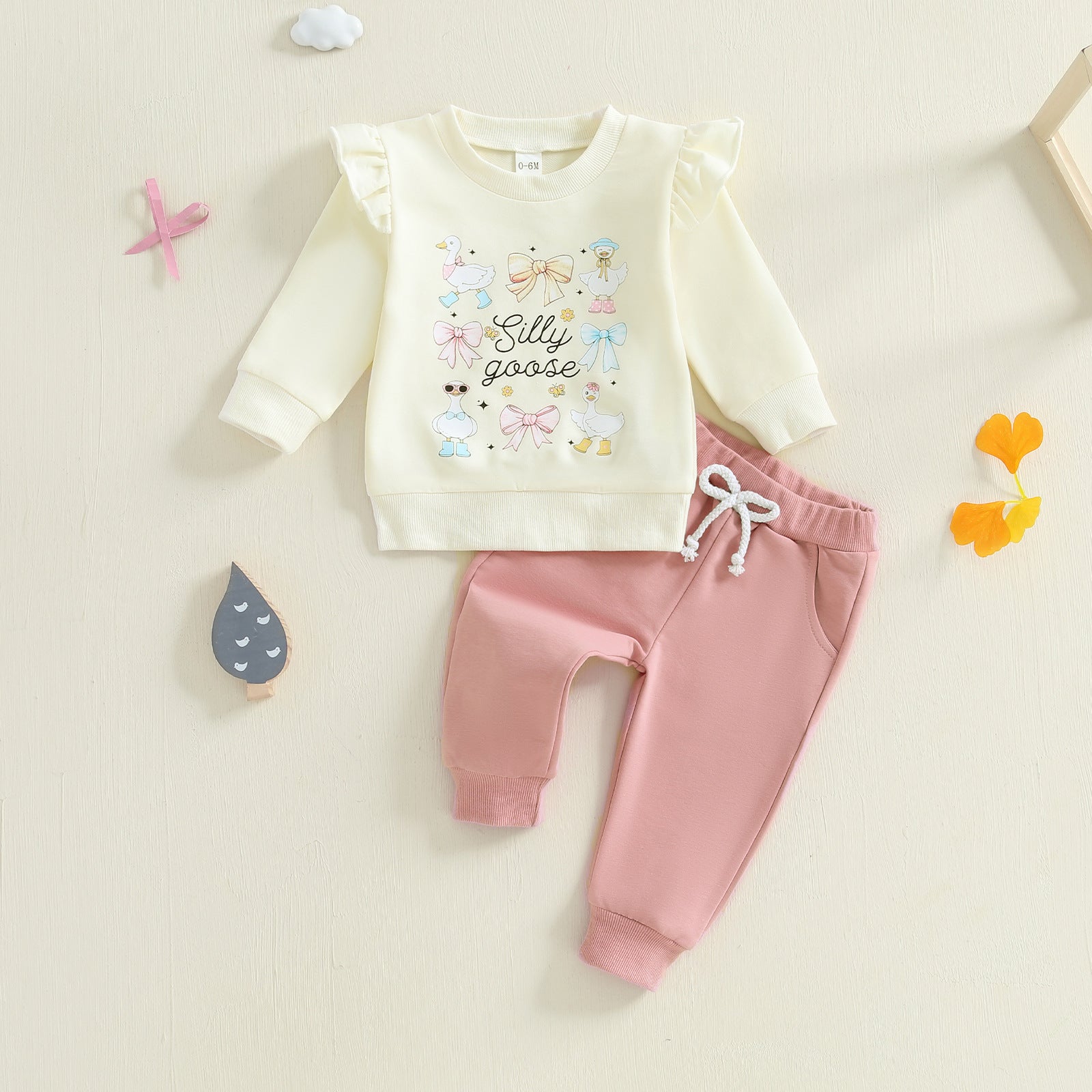 Bébé Filles Duck Et Letter-print Hoodie Set