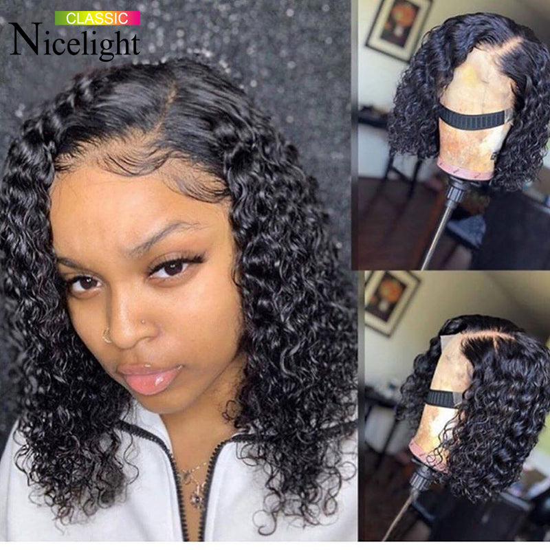 Perruque femelle courte cheveux bouclés centrés maïs perm noir africain petit cheveux bouclés chimique Fib