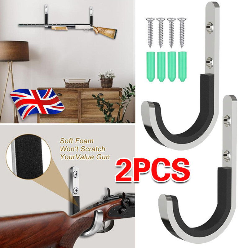 2PCS Gun Rifle Shotgun Pistol rembourré Crochets de montage muraux Rangement des cintres