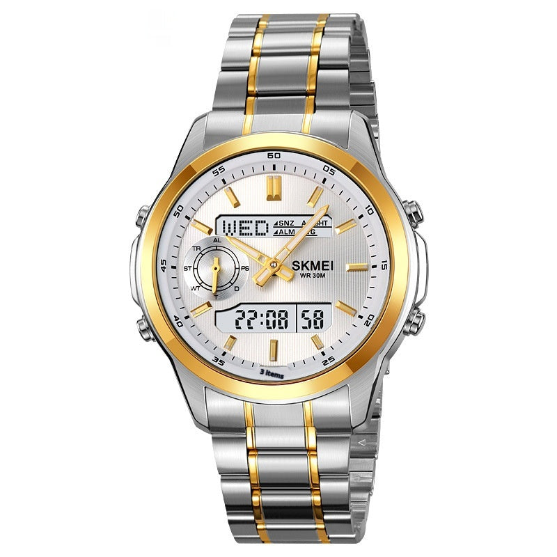 Montre en acier multifonctionnelle lumineuse pour hommes