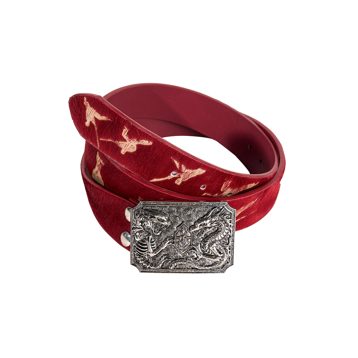 Character Cheval Carving Double Dragon métal boucle ceinture
