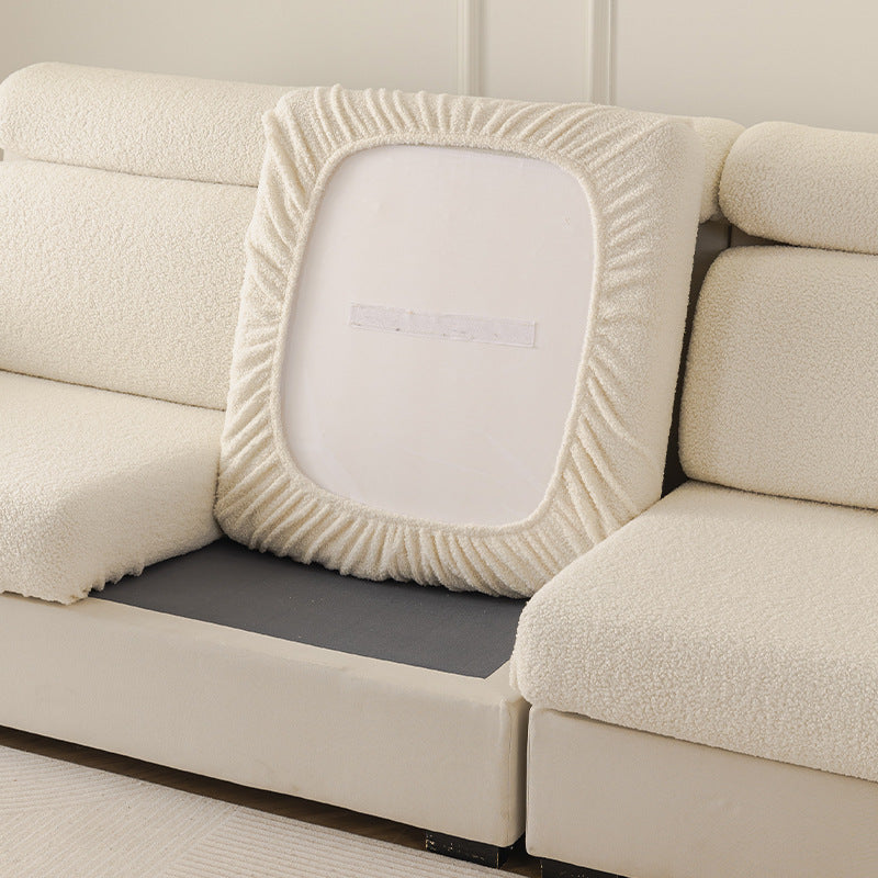 Couvre-sofa stretch de couleur solide crémeuse