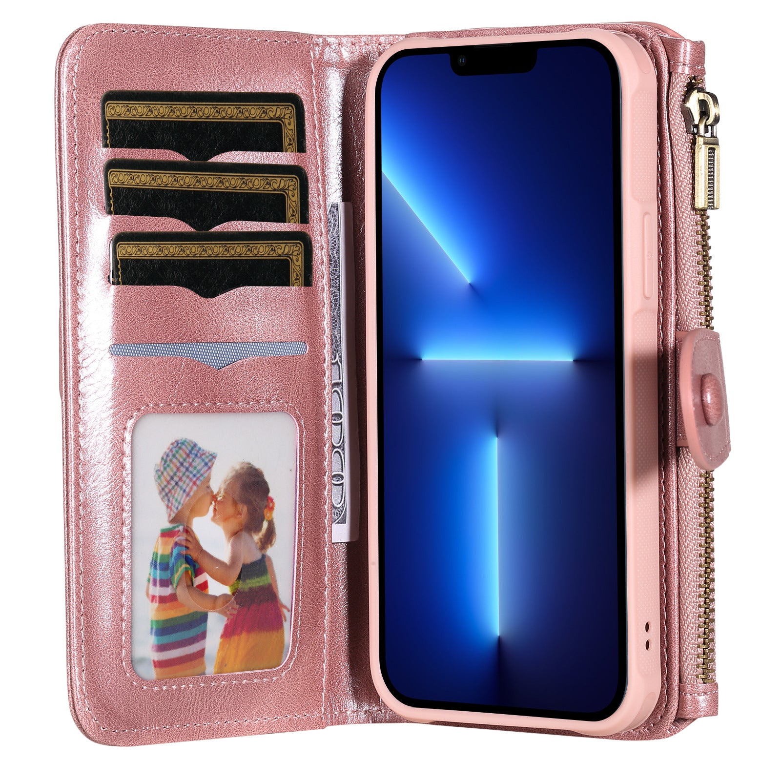 Applicable à 16 Mobile Phone Leather Case Retro Multi-fonction Card Wallet Split magnétique