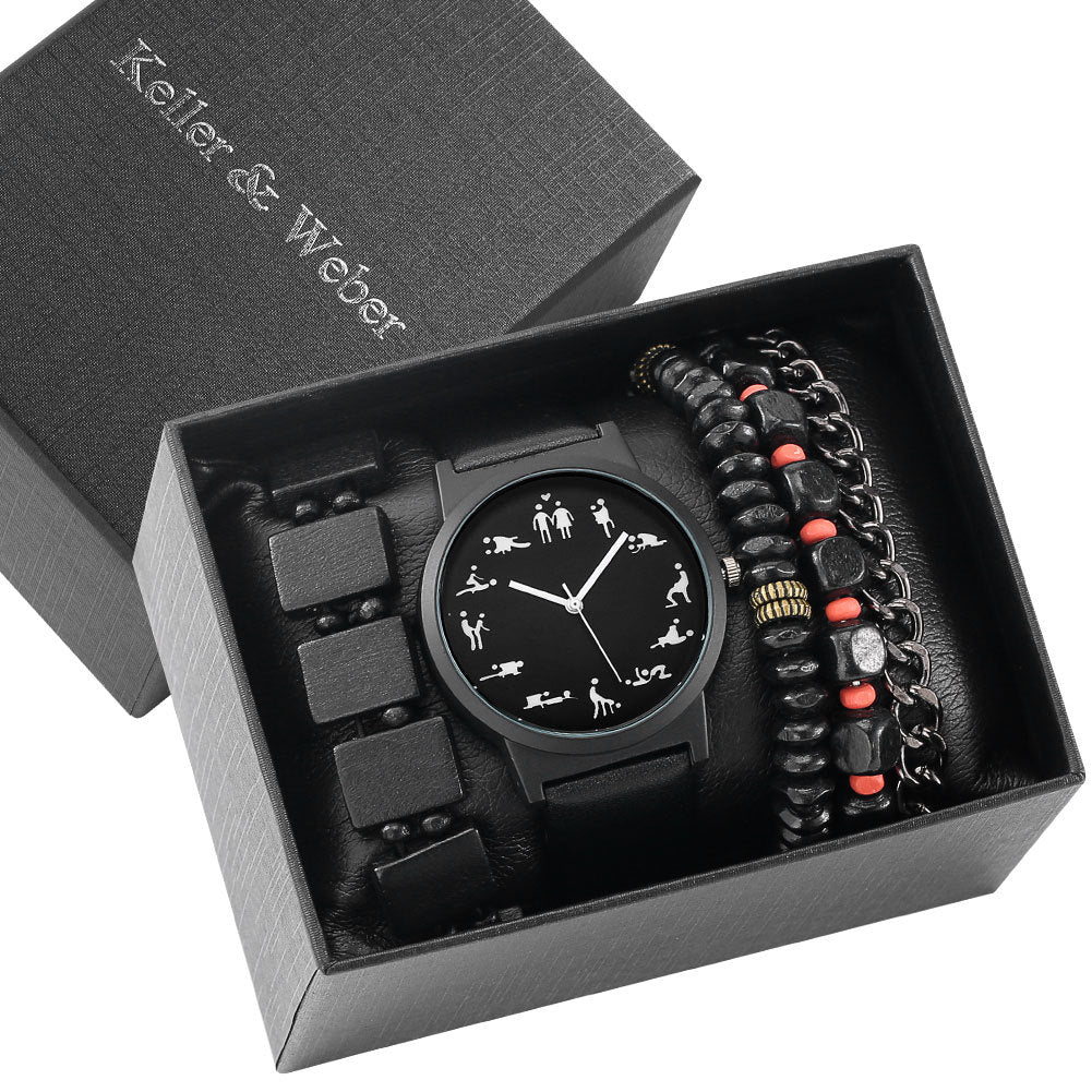 Boîte cadeau pour hommes Set montre Fashion Watch Bracelet Set Quartz