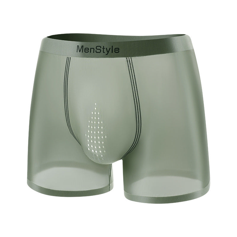 Satin Ice Silk Breathable Unife-layer Bottom Crotch Seamless Boxers