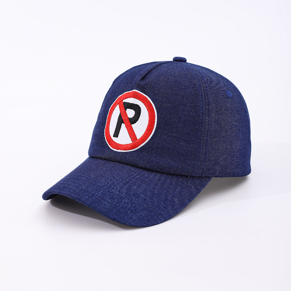 Interdiction P Pas de panneau de stationnement Broded Denim Baseball Cap - American Retro réglable B