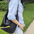 Sheepskin Double main Cuir véritable Sac de navette de grande capacité