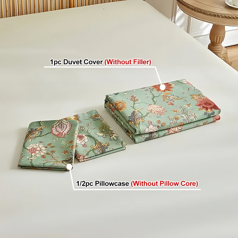 Couvercle de couette et ensemble de draps pour literie en coton fleur de quatre pièces