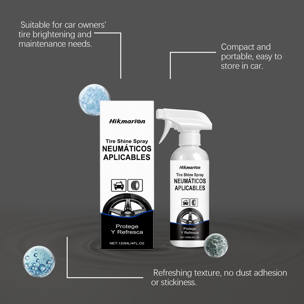 Hikmarion Tire Shine Spray est un agent de polissage et d'entretien de pneus approprié pour post-Was