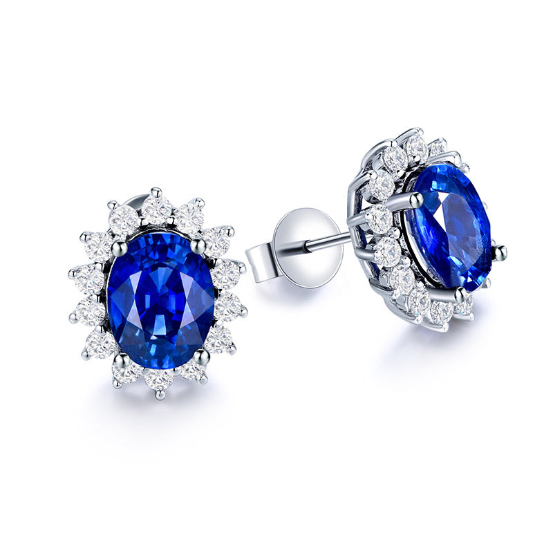 S925 Argent 3.1g Boucles d'oreilles Ruby Sapphire Emerald Paraiba