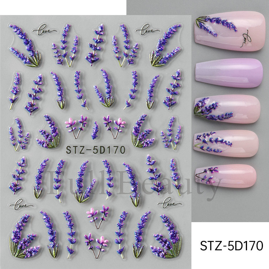 Stickers ongles adhésifs 3D embossé style ins