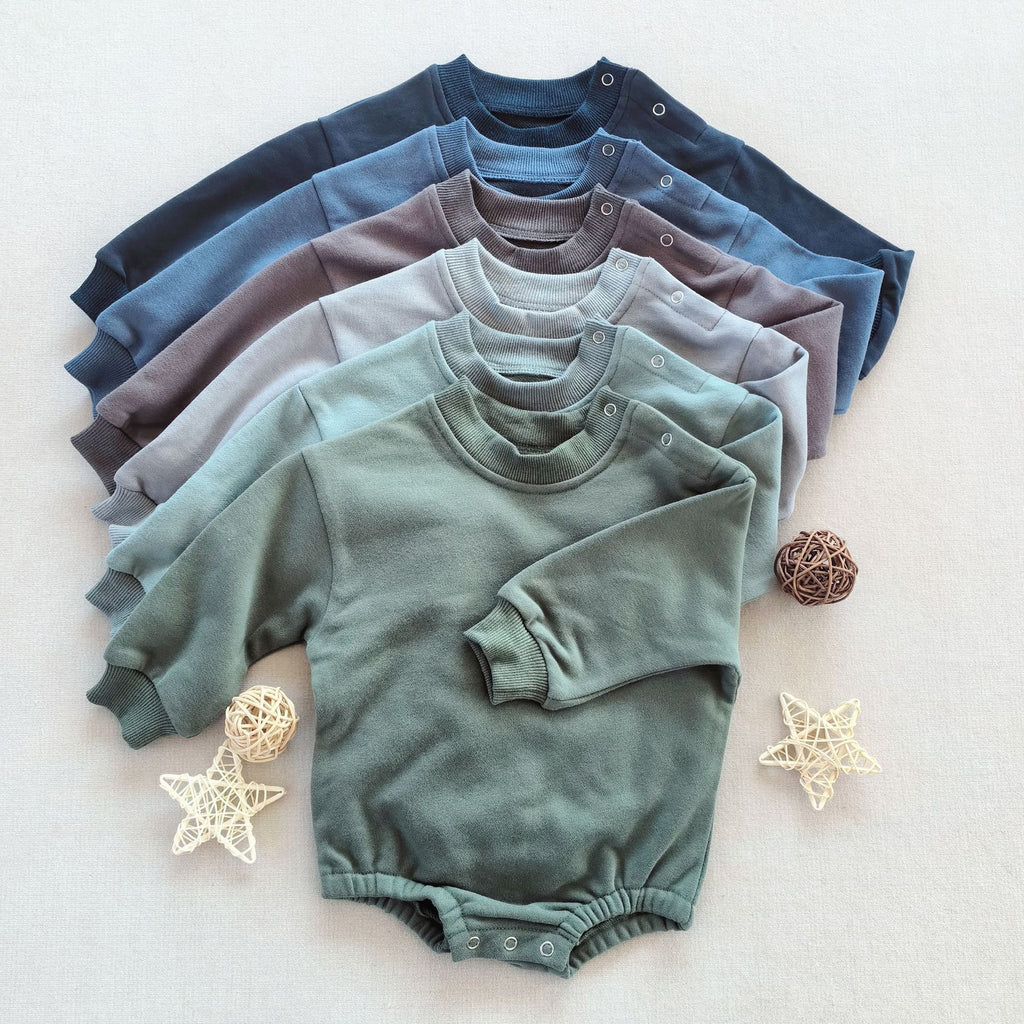 Solid cotton long-sleeved dress