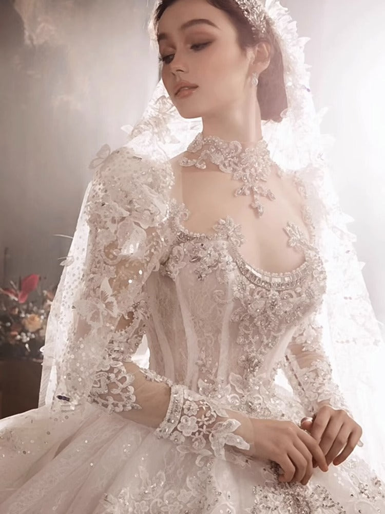 Heavy Industry European Royal Style Princess Large Trailing Dress Woman