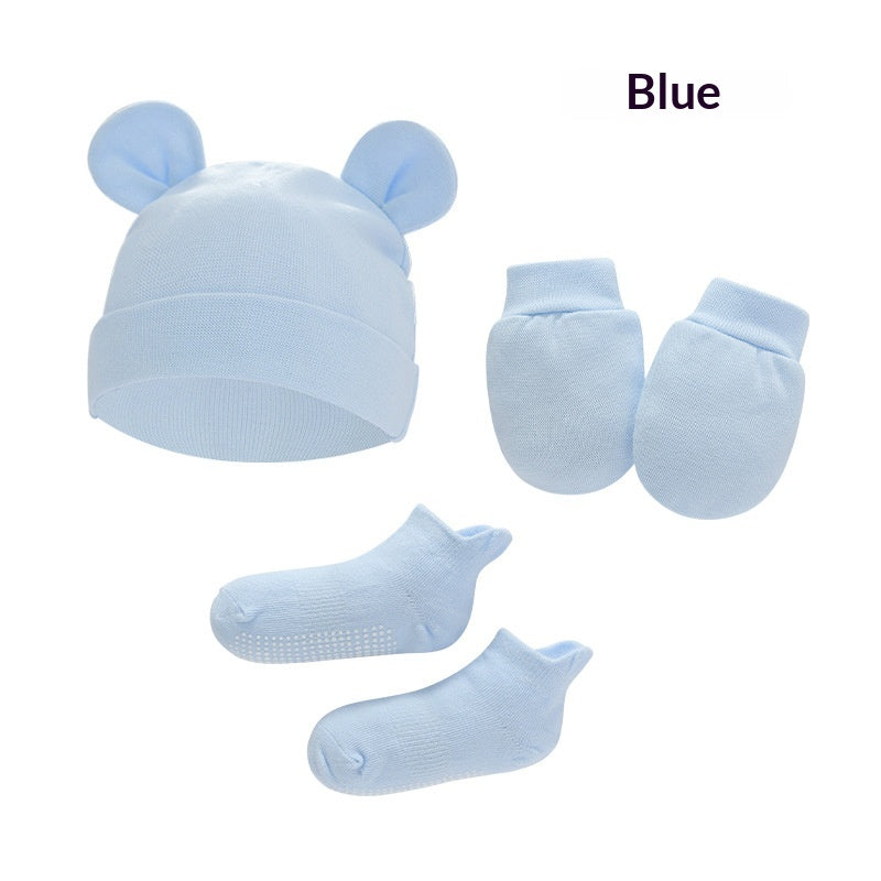 Chapeau nouveau-né Mittens et chaussettes avec des chaussures en caoutchouc